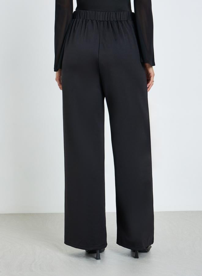 Styli Women Black Wide Leg Trousers - Image 3